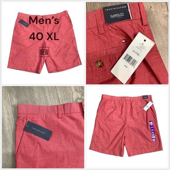 Men's Tommy Hilfiger 40 XL Khakis Chino Shorts Red Stretch Twill Classic Fit NWT - Picture 1 of 10